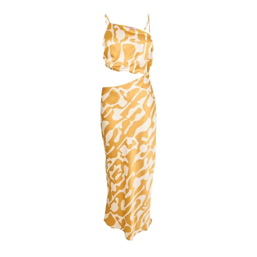 AX Paris Womens/Ladies Polyester Asymmetric Cut Out Party Midi Dress / Mustard P